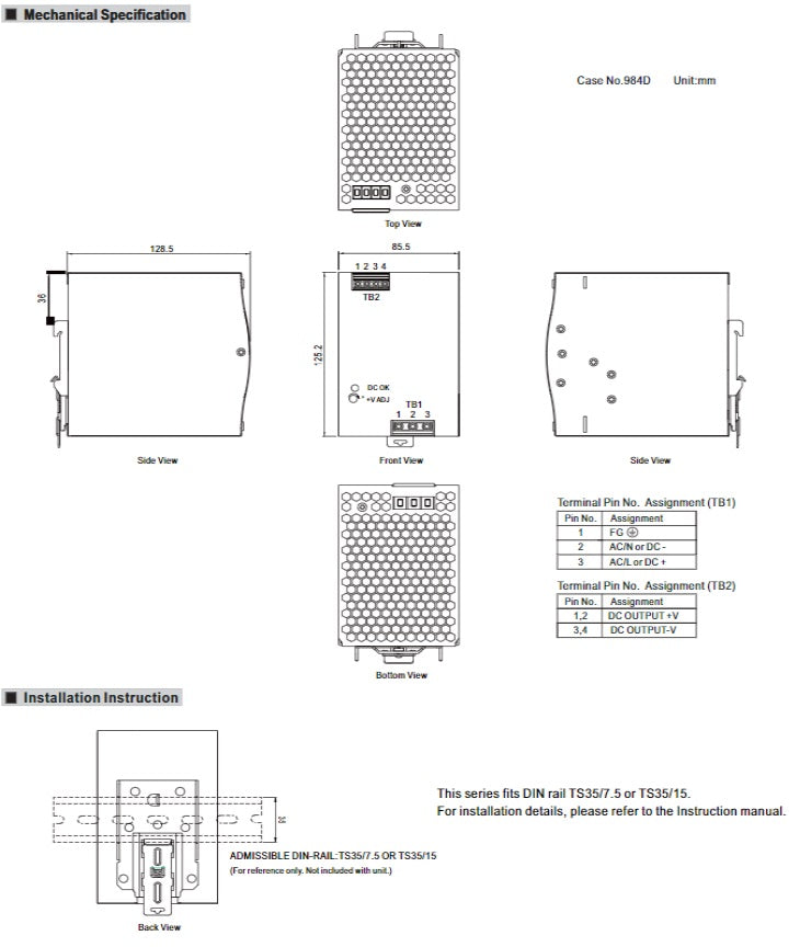 MEAN WELL DIN-Schiene-Schaltnetzteil NDR-480-48 48VDC/10A