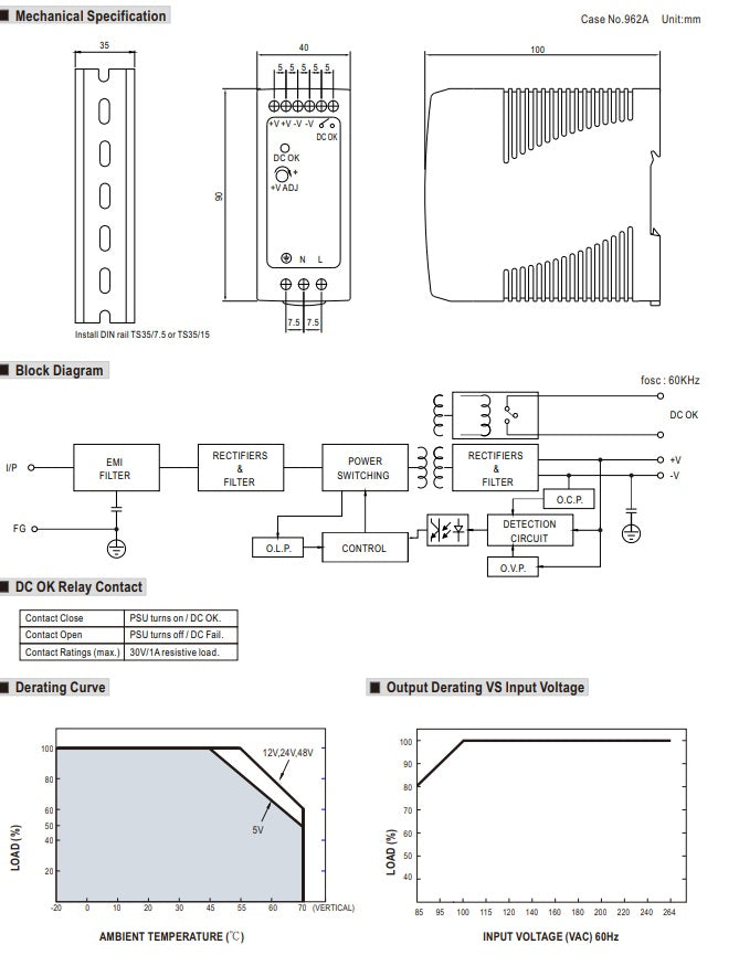 MEAN WELL MDR-60-24 DIN-Schienen-Netzteil