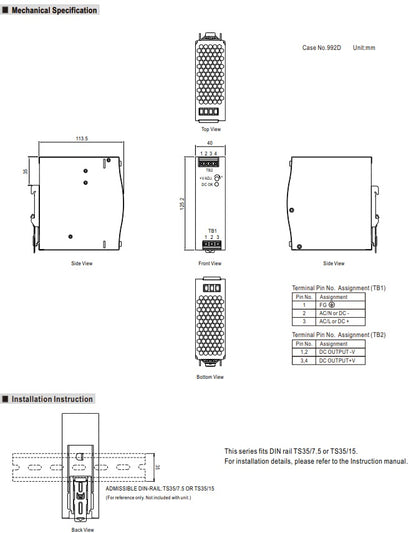 MEAN WELL  DIN-Schiene-Schaltnetzteil NDR-120-48 48VDC/2.5A