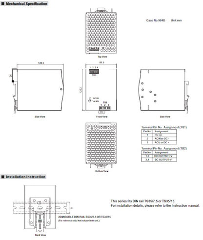 MEAN WELL  DIN-Schiene-Schaltnetzteil NDR-480-24 24VDC/20A